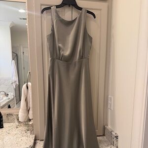 BHLDN Anthropologie Beckett Satin Moss Green Maxi Dress,Size 6. Great condition.